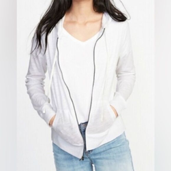old navy relaxed lightweight slub knit full zip hoodie